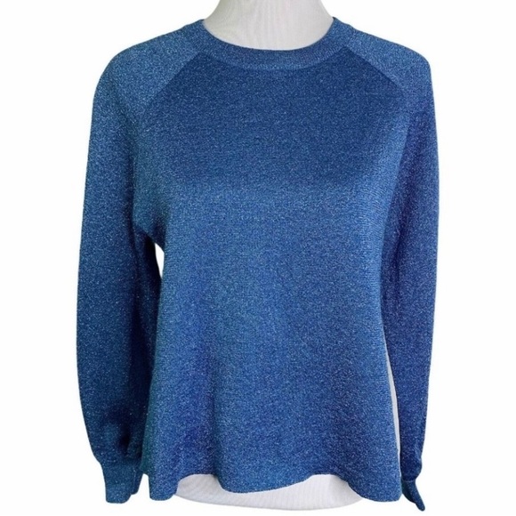 J. Crew Blue Shimmer Sparkle
Side Slit Crew Neck Pullover
Sweater Sz XS … - Picture 9 of 14